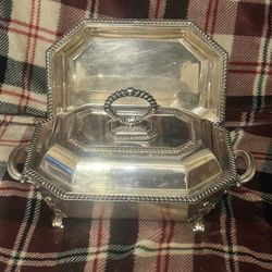 Edwardian Silver-Plated Rectangular Entree Dish, 1900s