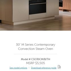 30" M Series Contemporary Convection Steam Oven