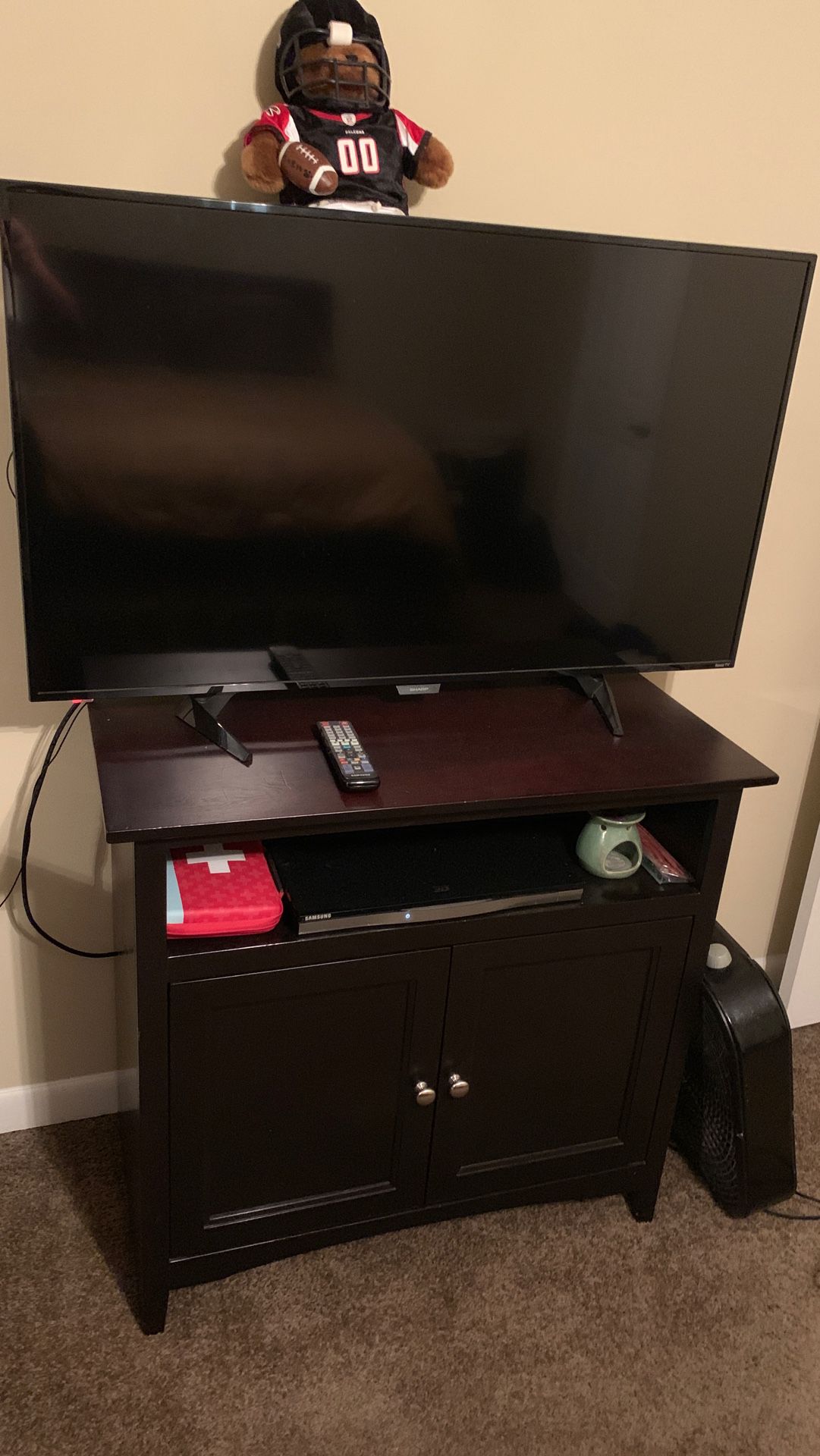 Dark wood tv stand