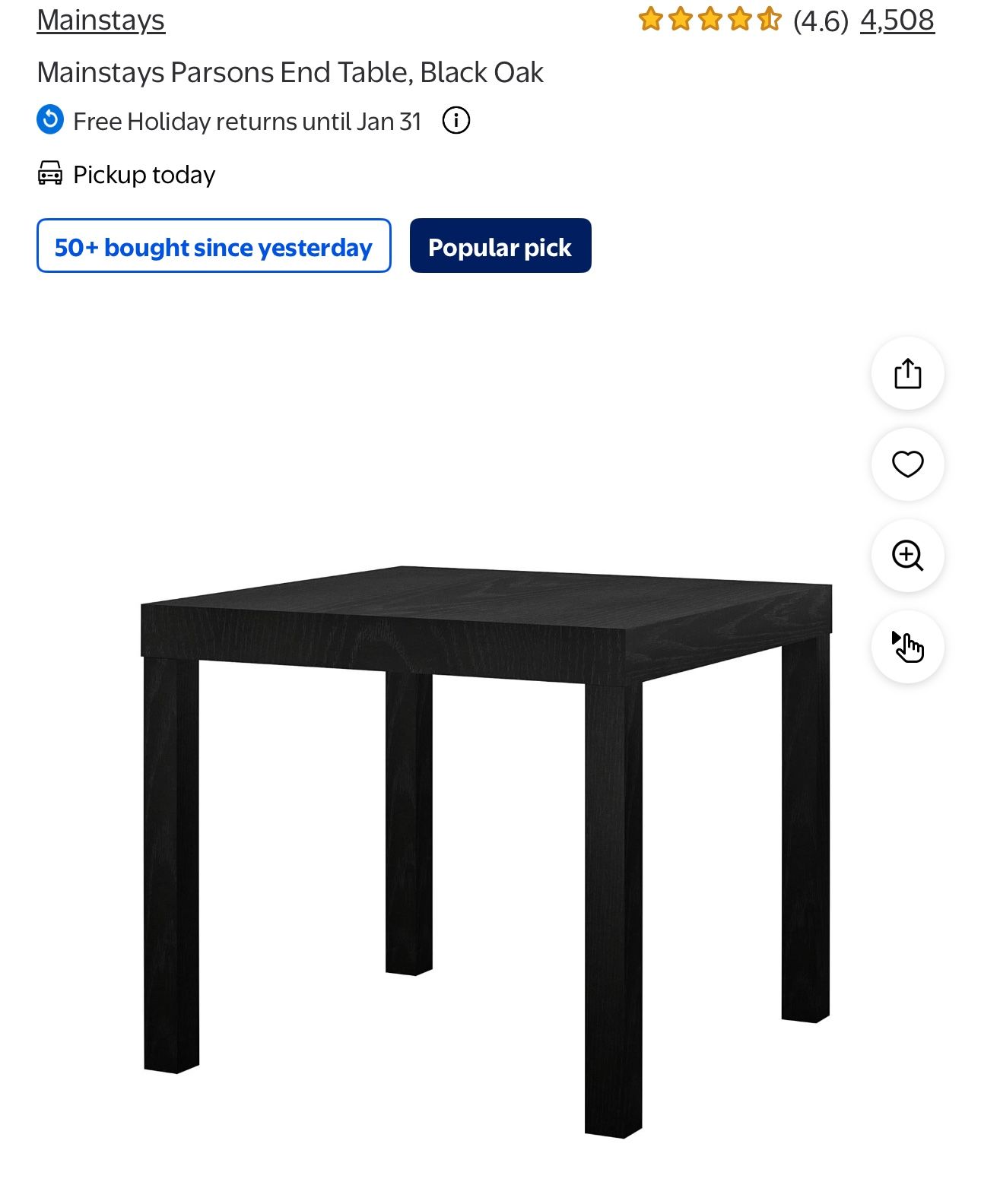 Parsons End Table, Black Oak