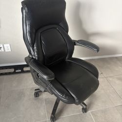 Lay-Z-Boy Arcadia Leather Executive Chair ($199  Amazon) AND Lorell Glass Chairmat ($69 Amazon)