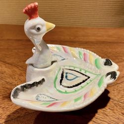 Vtg Peacock Nodder Small Tray China Porcelain Collectible