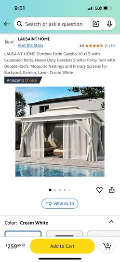 10x13 Gazebo With Privacy And Mosquito Mesh