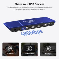 4-Computer 4K KVM Switch – HDMI + USB-C, 4K/60Hz – Workstation, PC & Laptop
