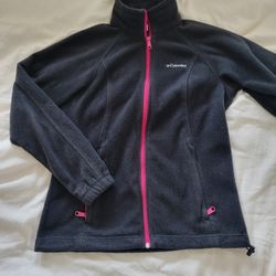 Columbia Womens S Fleece Zip Jacket Black with Pink zipper