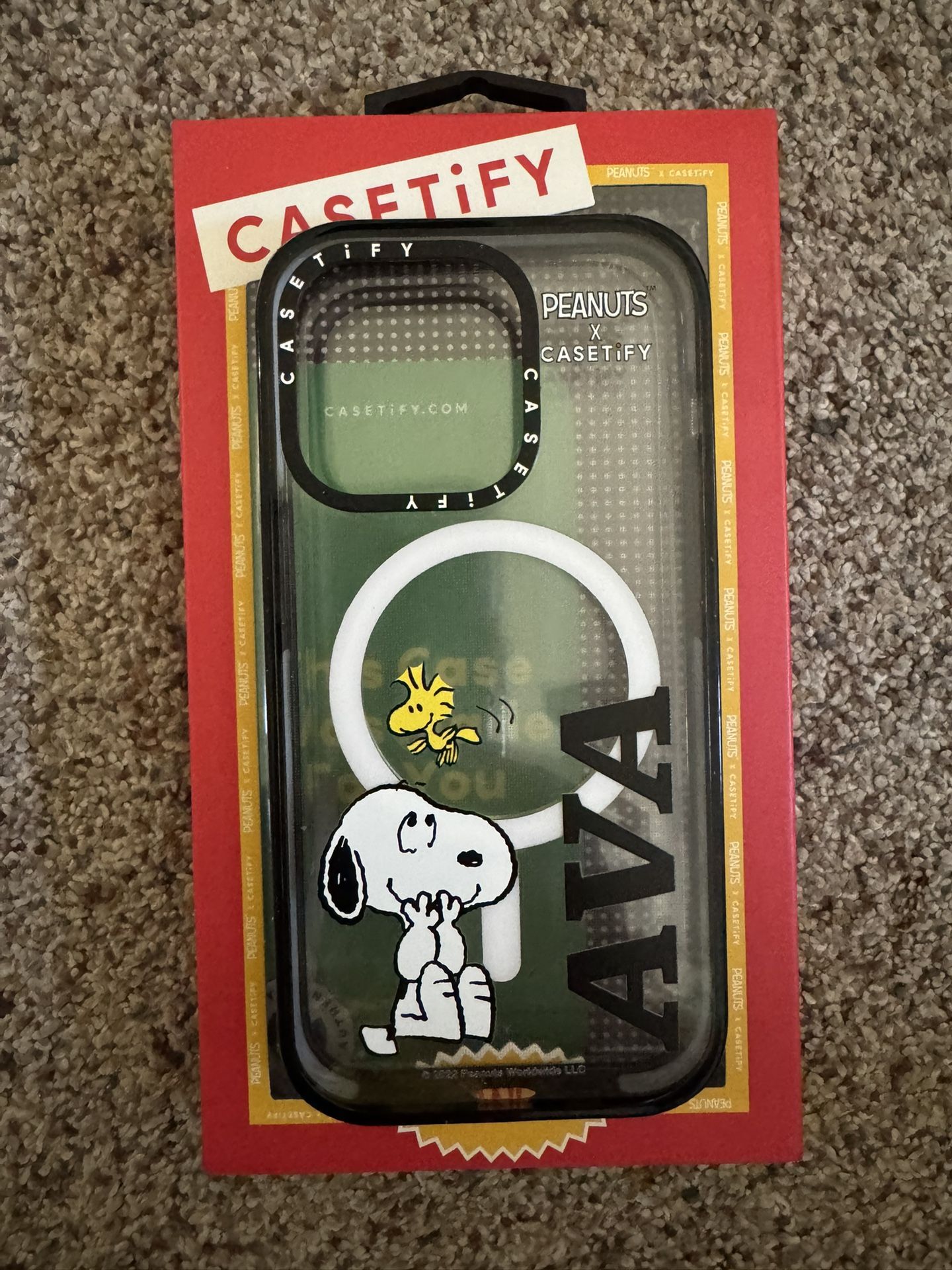 Snoopy iPhone 14Pro Case (Personalized for “Ava”)