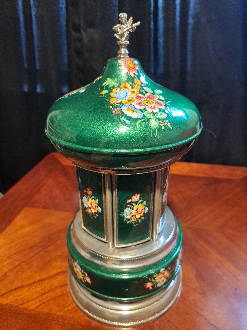 Reuge Antique Lip Stick Holder Carousel  and Music Box