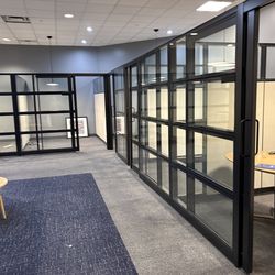 Nice glass office partitions with sliding doors
