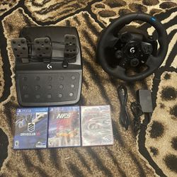 PS5, PS4 G923 Racing Wheel and Pedals, TRUEFORCE up to 1000 Hz Force Feedback, Gaming Steering Wheel PS5, PS4, PC, Mac, Genuine Leather- Black