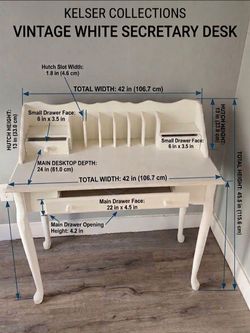 Kelser Collection White Writing Desk / Secretary Desk with Hutch