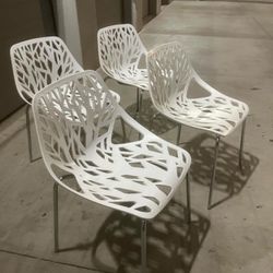( Set Of 4 ) White Tree Branch Dining Chairs 