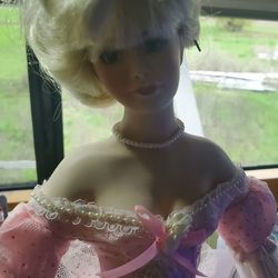 Porcelain Cinderella Doll W/ Stand