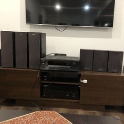 ONKYO Stereo And Surround Speakers AND Front Speakers With Subwoofer 