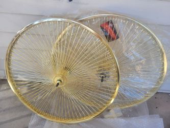 Lowrider bike rims 26" gold 144 spoke set... $400 FRIM PRICE_PRECIO FIJO