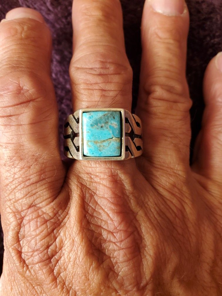 Vintage Sterling Silver Copper Turquoise Ring