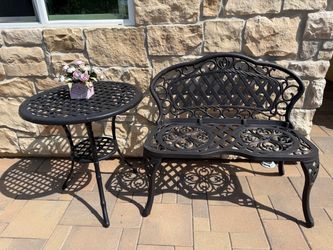 Outdoor bench and table