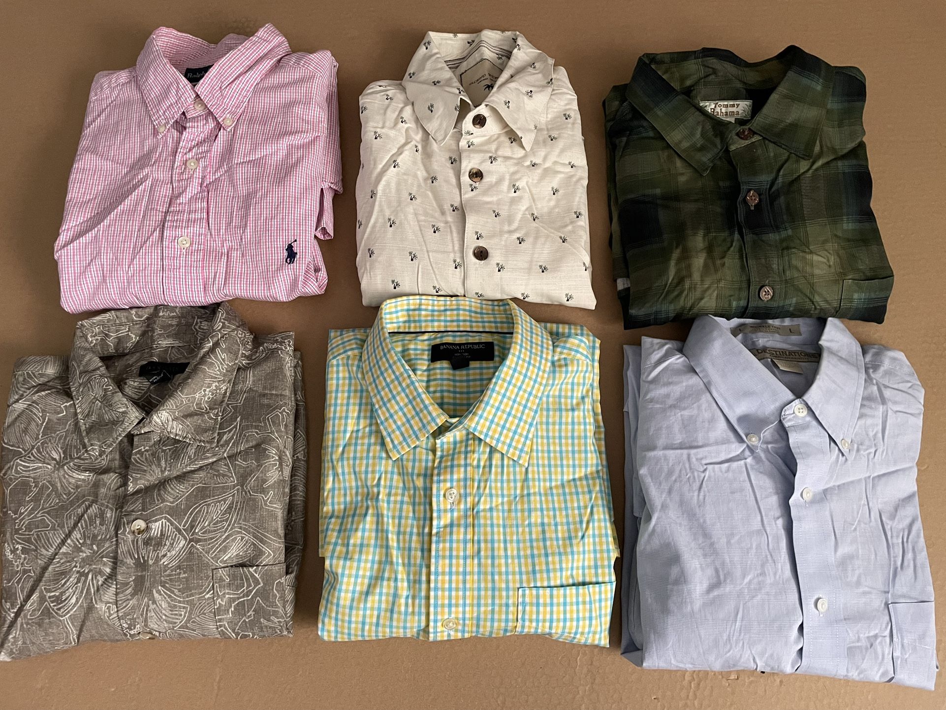 Mens Shirts Size L Van Heusen, Banana Republic, Tommy Bahama, Island Republic, Ralph Lauren Used But In Good Condition $30 For All Firm On Price
