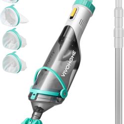 New VIVOHOME Cordless Pool Vacuum with Telescopic Pole, Powerful Suction up to 18.5 GPM, 60 Mins Running Time, Handheld Rechargeable Swimming Pool Cle