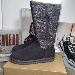 New UGG Australia Womens Camaya Boot Leather Tall Boot Charcoal Size 5, 6