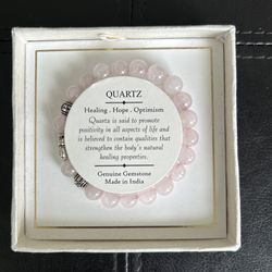 Shivam Pink Quartz Healing, Hope & Optimism +Elephant Genuine  Gemstone bracelet