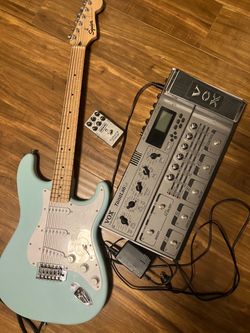 gear lot (squier guitar - vox tonelab pedal - mxr fullbore metal pedal)
