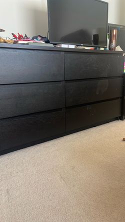 Ikea Black 6-Drawer Double Dresser