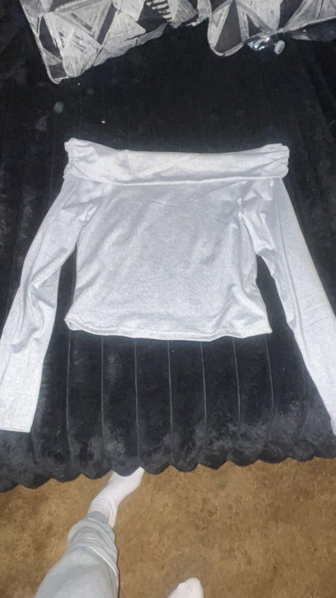 Grey Off The Shoulder Top