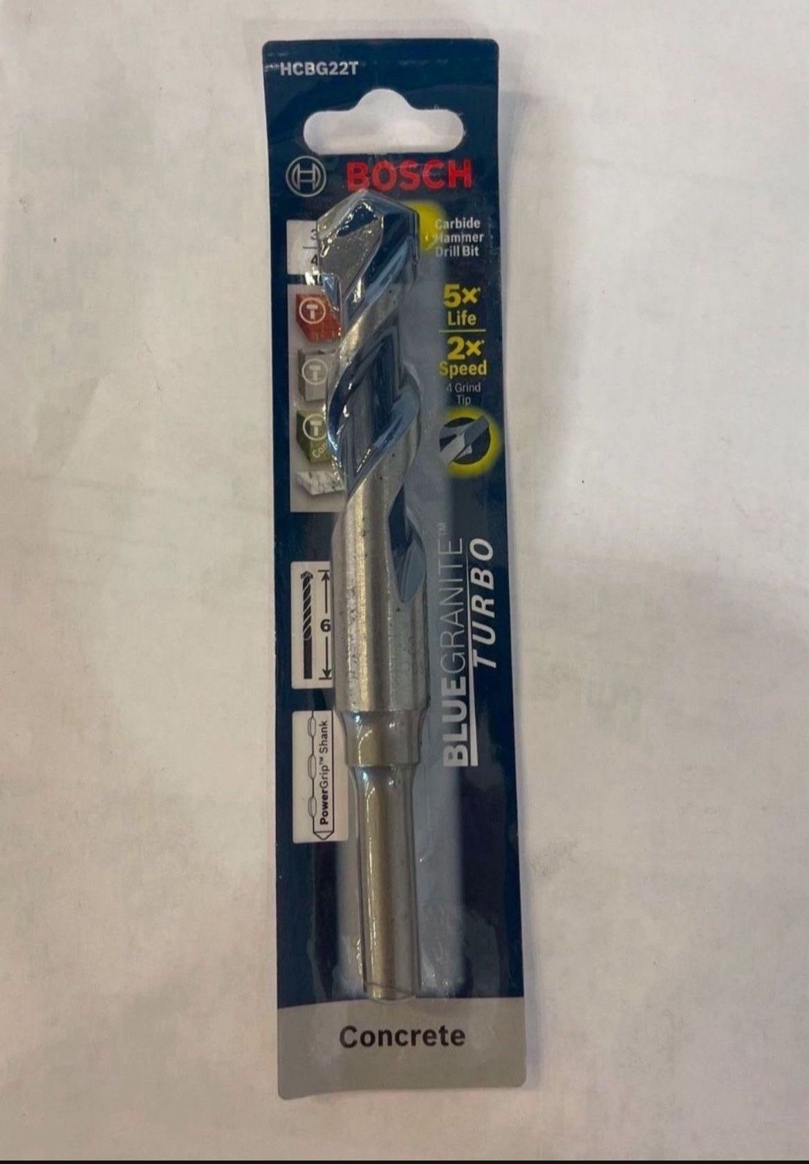 BOSCH 3/4” x 6” Blue Granite Carbide Hammer Drill Bit HCBG22T