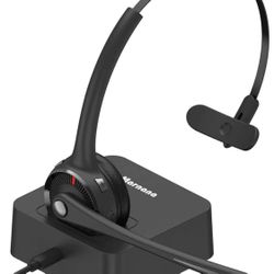 Bluetooth Headset with Microphone & Charging Base, Wireless Headset Noise Cancelling Mic, V5.0 On Ear Bluetooth Headphone Hands-Free for iPhone Samsun