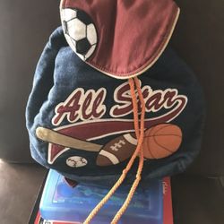 Sports Themed Cotton Small Preschool Backpack 