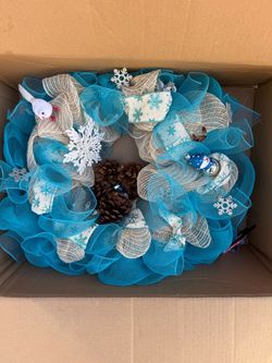 Handmade Winter Christmas Deco Mesh Wreath