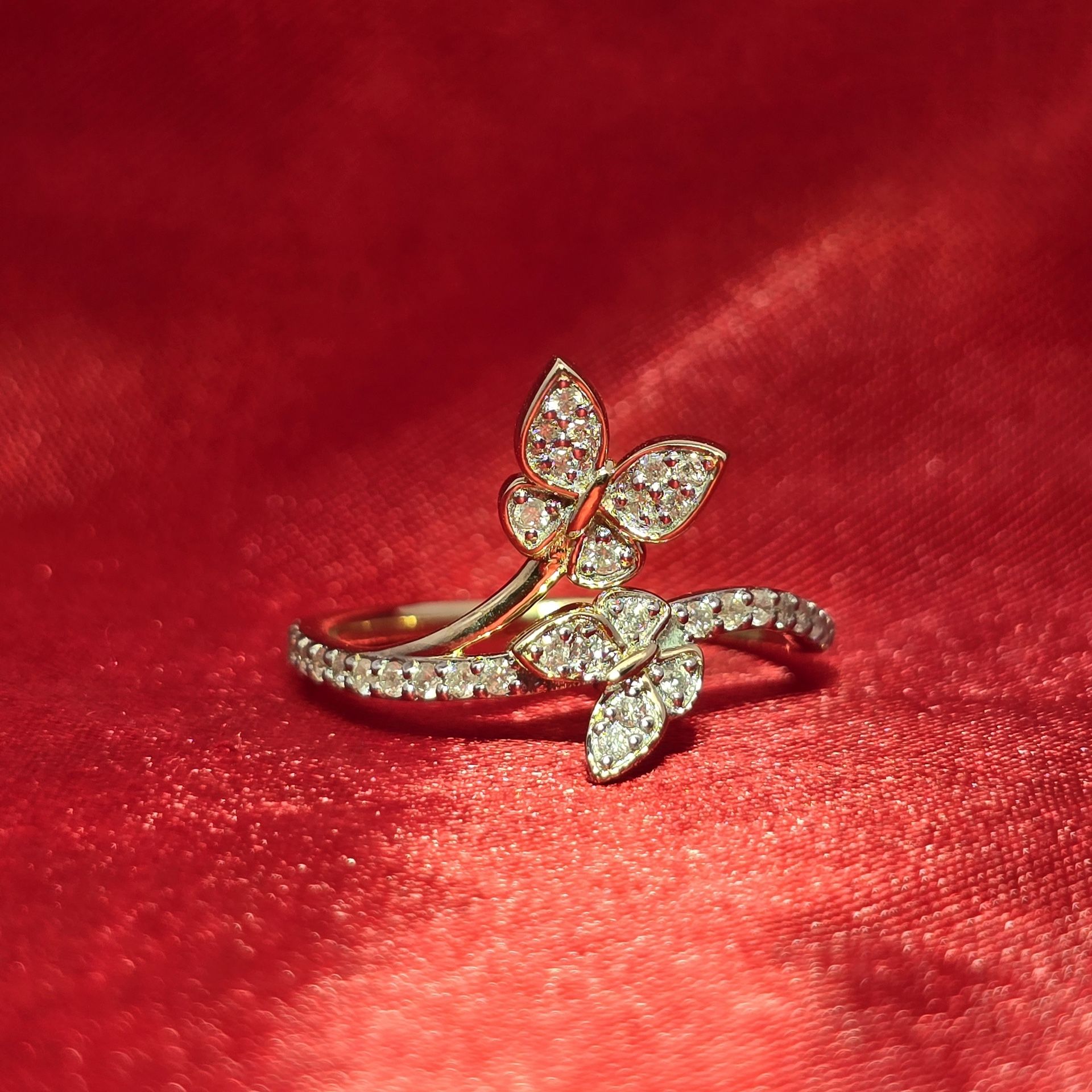 10k Yellow Gold Diamond Butterfly Ring 0.28 ctw