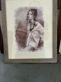 🔥🔥Artistic & Dramatic Framed 👨🏻🎨Figurative Portrait Watercolorof 💋Muse