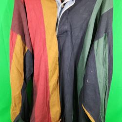 1877 Bachrach Men's Color Block Vintage 90s Rugby Shirt Size Medium