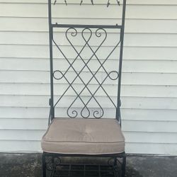 Black Metal Hall Tree Entryway Bench 