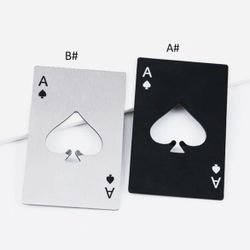 Metal Playing Card Bottle Opener - Black Or Silver