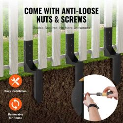 58] Fence Post Anchor Repair Kit, 4 Pack Inner Diameter 3.5 x3.5 Inches Heavy Duty Steel Fence Post Support Stakes, Anchor Ground Spike for Repair Til