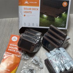 GIGALUMI 12 Pcs Solar Deck Lights, Bronze Finished Waterproof Led Solar Lamp for Outdoor Pathway, Yard, Patio, Stairs, Step and Fences (Cool White)