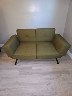 Olive Green Futon With Side Pockets