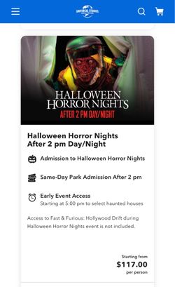 Universal Halloween horror night 2 tickets