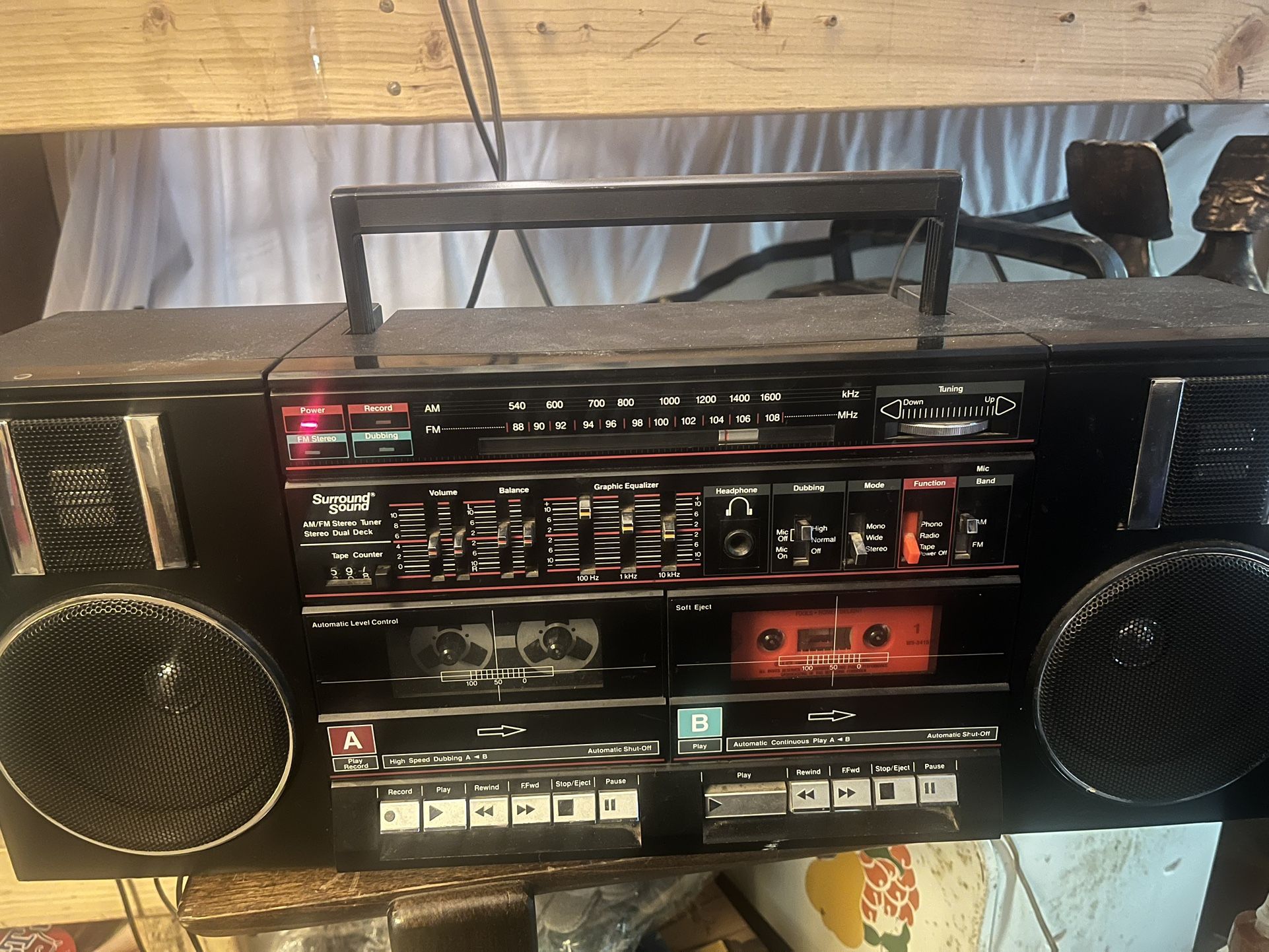 JC Penney Surround Sound AM/FM Stereo Radio Cassette Player  Boombox Works!