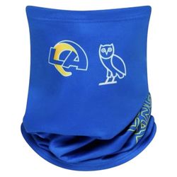 NEW Drake OVO x NFL Los Angeles Rams Neck Gaiter SS23 Blue/Yellow Reversible Football Sports Covering / MSRP $38