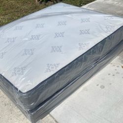 NEW QUEEN REGULAR  MATTRESS AND BOX SPRING-2pcs