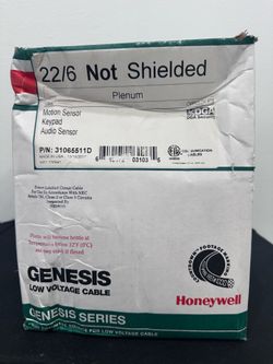 HONEYWELL GENESIS LOW VOLT CABLE BOX 22/6 PLENUM MOTION, KEYPAD AUDIO SENSOR
