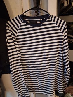 Navy and White Striped Long Sleeve Top