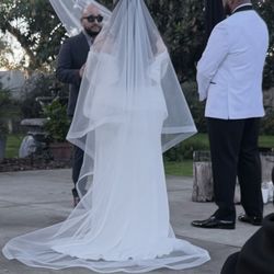 Handmade Light Ivory Chapel Length Double Tier Horsehair Bridal Veil