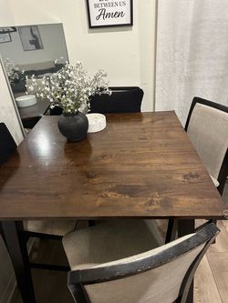 Dark Wood Dining Table with Chairs