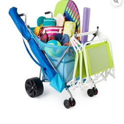 Seina Sand Cruiser collapsible beach and garden cart. Blue.