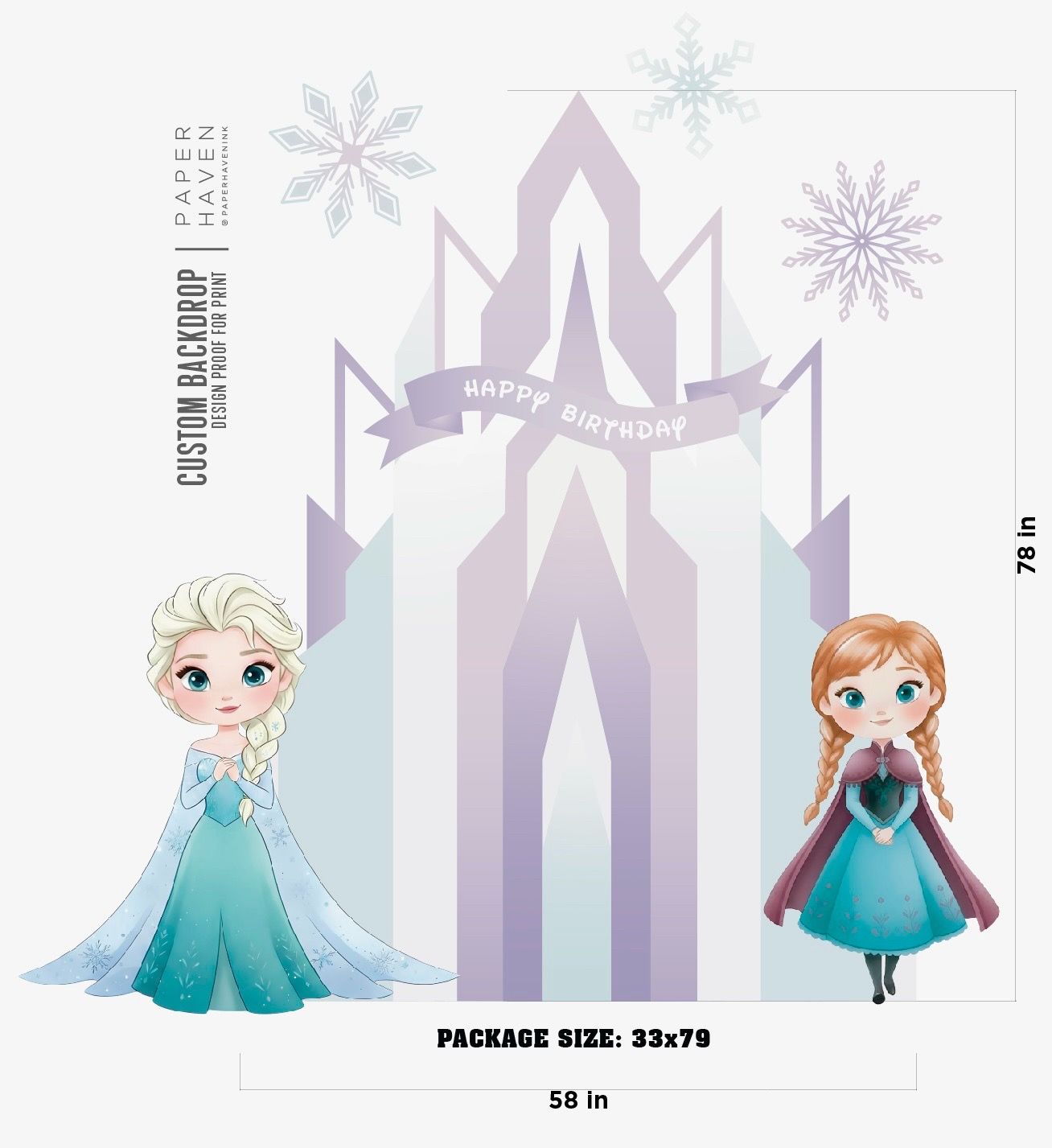 Frozen-Themed Birthday Party Backdrop Set – Castle, Elsa & Anna Cutouts