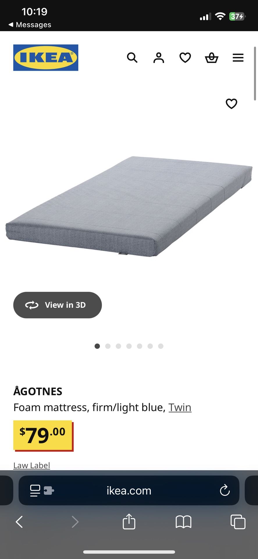 Ikea ÅGOTNES TwinFoam mattress, firm/light blue